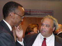 Rwandan President Kagame (left) and Dr. Goosby at the San Francisco Foundation reception on March 7.
