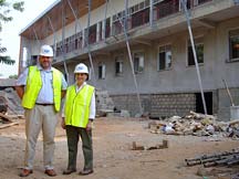 Barbara Lawson and Chuck Wilson at the IDI construction site in Kampala, Uganda